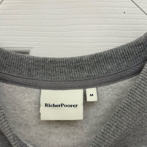 NWOT RicherPoorer Crewneck Sweatshirt Size Medium Bubble Sleeve Gray Cropped - Picture 4 of 5